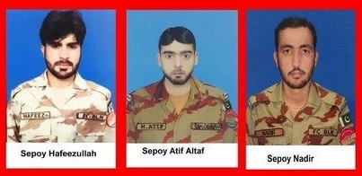 Sepoy Nadir, Sepoy Atif Altaf and Sepoy Hafeezullah. Shaheed of Pak Army FC Balochistan. DailyLife.pk
