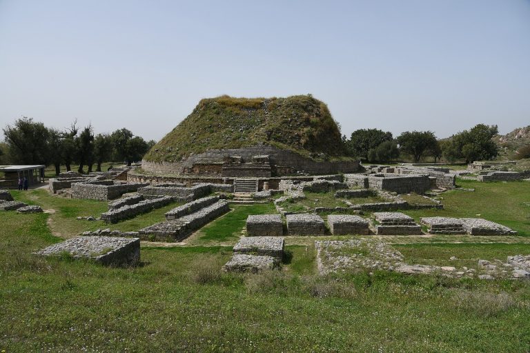 The Dharmarajika stupa and monastery ruins at Taxila