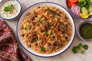Beef Pulao: styled serving suggestion (illustration)