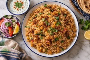 Chana Pulao: styled serving suggestion (illustration)