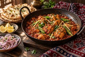 Chicken Karahi: styled serving suggestion (illustration)