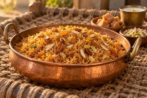 Gurr Walay Chawal: styled serving suggestion (illustration)
